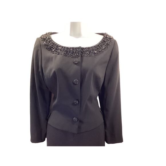 Anna Sui Vintage Black Beaded Formal Evening Princess Cocktail Jacket Y2K M 8 - Picture 2 of 13